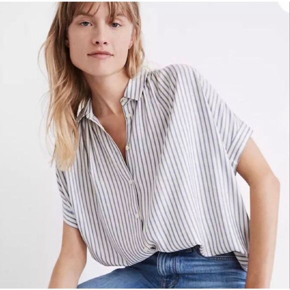 Madewell Central Drapey Stripe Shirt Size S - Picture 2 of 7